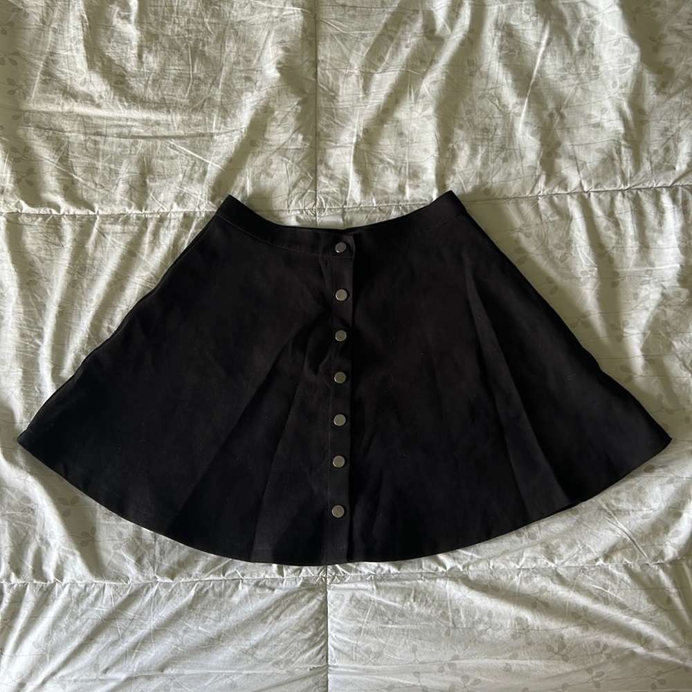 Molly Green black button down mini skirt